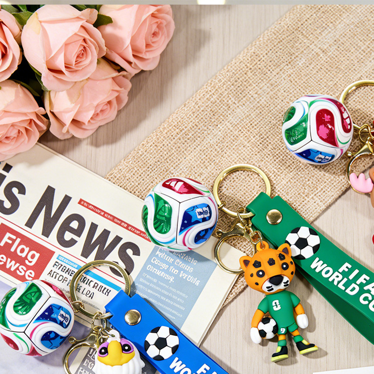 World Cup Mascot & Trophy Keychain Pendant