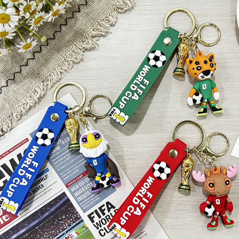 World Cup Mascot & Trophy Keychain Pendant