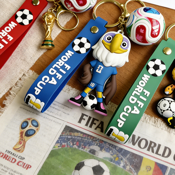 World Cup Mascot & Trophy Keychain Pendant
