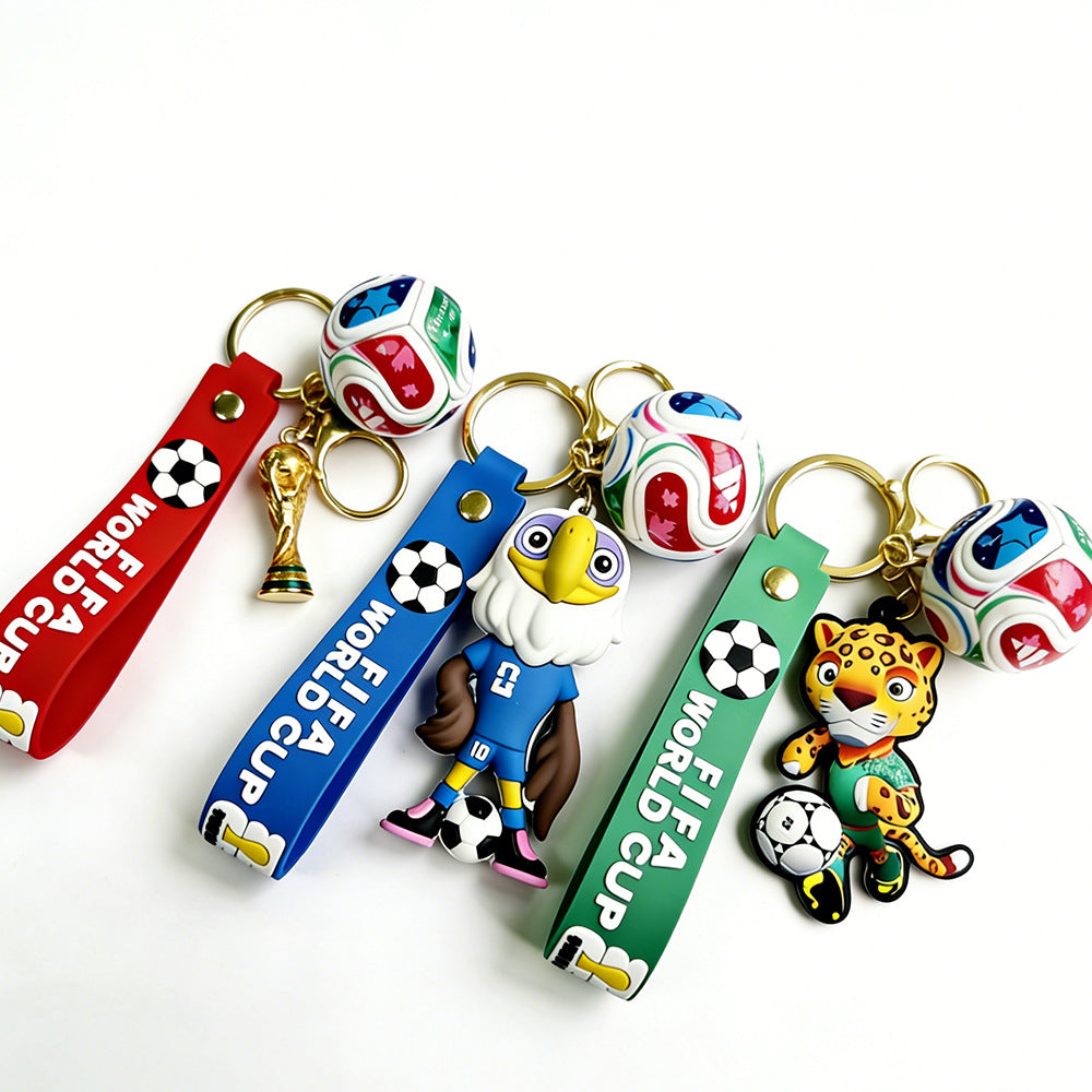 World Cup Mascot & Trophy Keychain Pendant